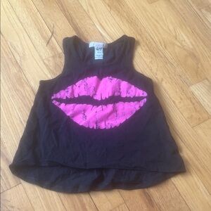 Kavio Kids Black Tank Top with Pink Lips Design Size 5/6